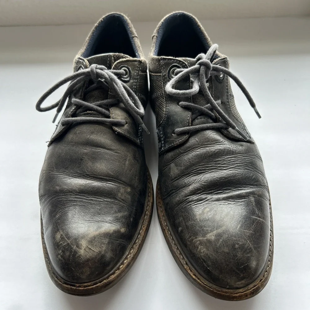 Bull Boxer Everson Men's Brown Gray Leather Dress Oxford‎ Lace Up Shoes 44 US 11